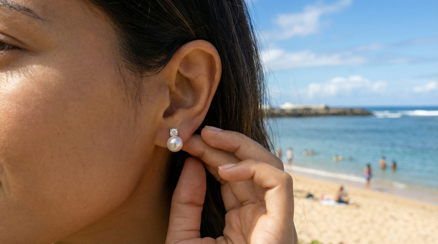 Boucles Perle nacrée Tropik Acier
